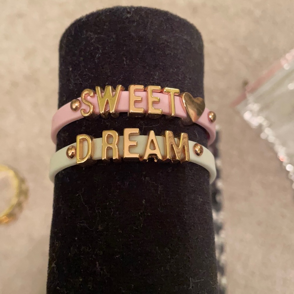 Silicone Charm Bracelet Pink and White